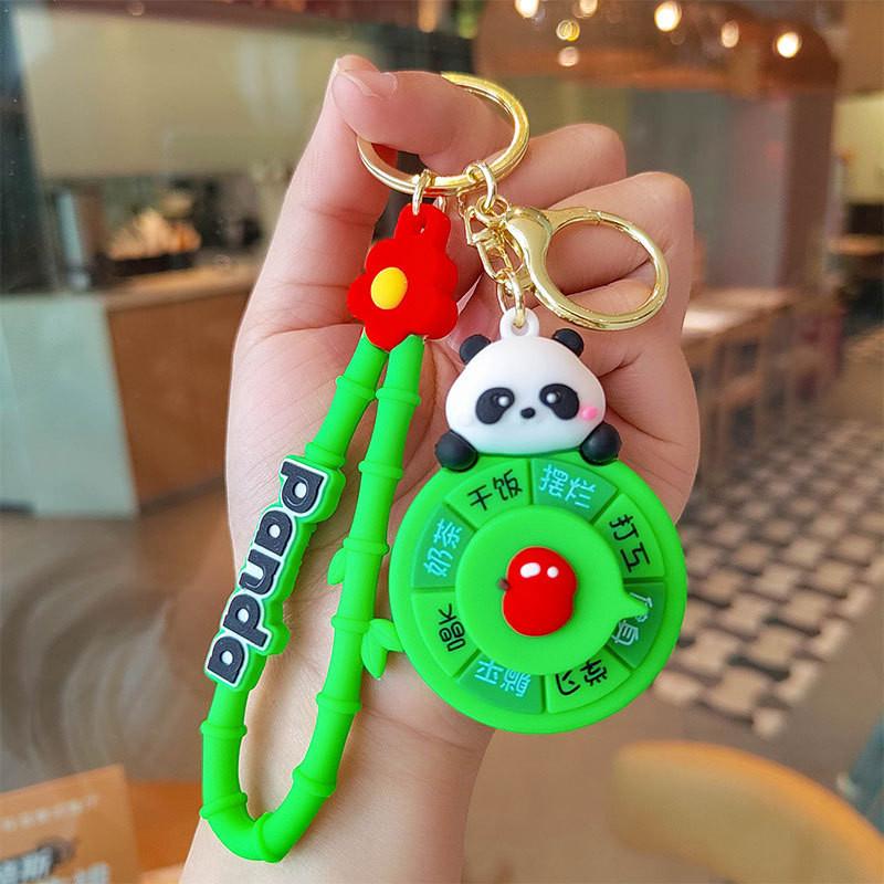 Rotation Capybara Stylish Keychain Panda Apple Heart Keyring Silicone