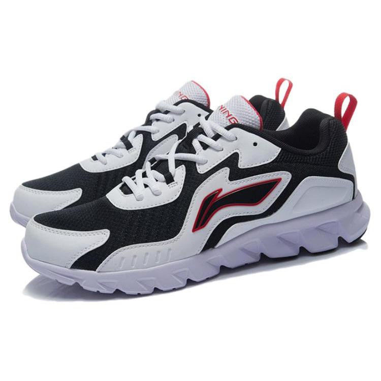Li Ning Comfortable Mesh, Synthetic Leather Slip Resistant Low top Casual Running Shoes Men's White Black ARHP275-5