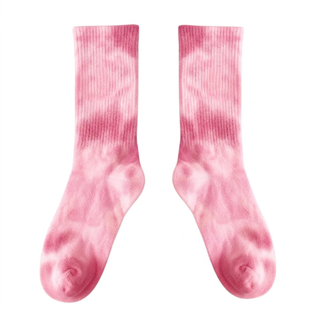 High Quality Fashion Custom Tie Dye Casual Socks Compression Socks Running Socks With Embroidery Logo One size розовый