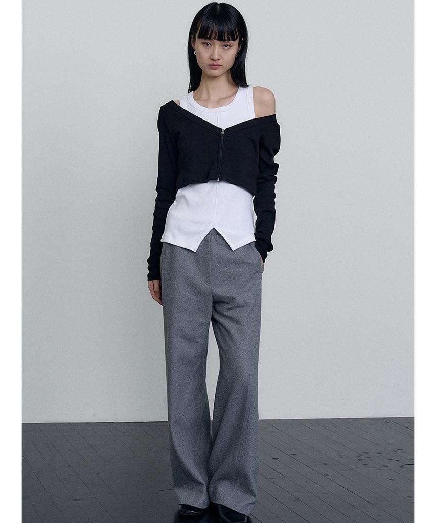 MAKE A TOAST Wool Blend Midrise Pants Grey Mbefpa001Gr