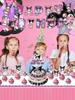 Sanrio Kuromi Birthday Decorations for Kids, Pink Balloon Set, Happy Birthday Balloons and Cake Topper, Cute Blue, for Girls and Boys, Anniversary,