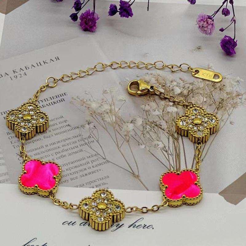 New Shiny Four-leaf Clover Bracelet Five-flower Fashion Sense Hand Jewelry Simple Jewelry
