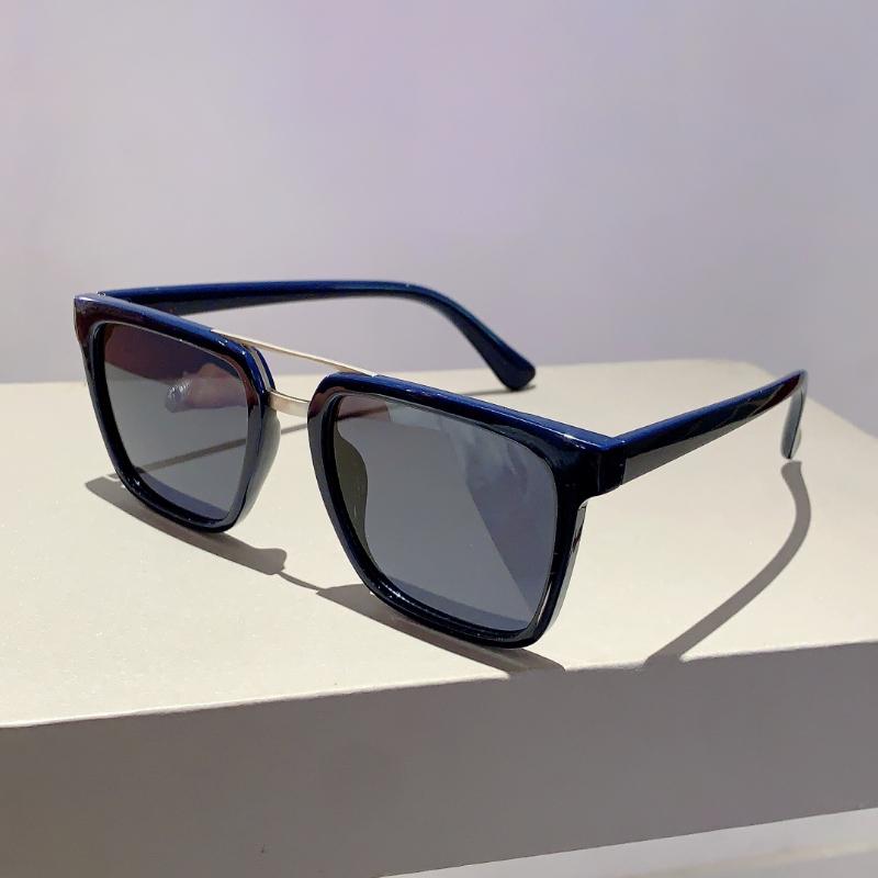 

KAMMPT New Big Frame Sunglasses for Women Men Double Bridge Glasses Retro Classic Vintage Trend Brand Designer Shades Eyewear without case сине серый