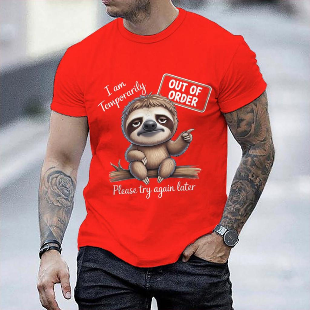 I Am Temporarily Out Of Order Lazy Sloth Tshirts Unisex Humor Graphic Tee Casual Sarcastic Animal Streetwear Ropa Hombre