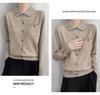 Women's Autumn Lapel Pocket Wool Cardigan – Long Sleeve Solid Color Knit Outerwear