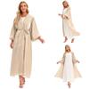 Open Cardigan Maxi Dress Abaya Muslim Women Kaftan Jilbab Arab Robe Party