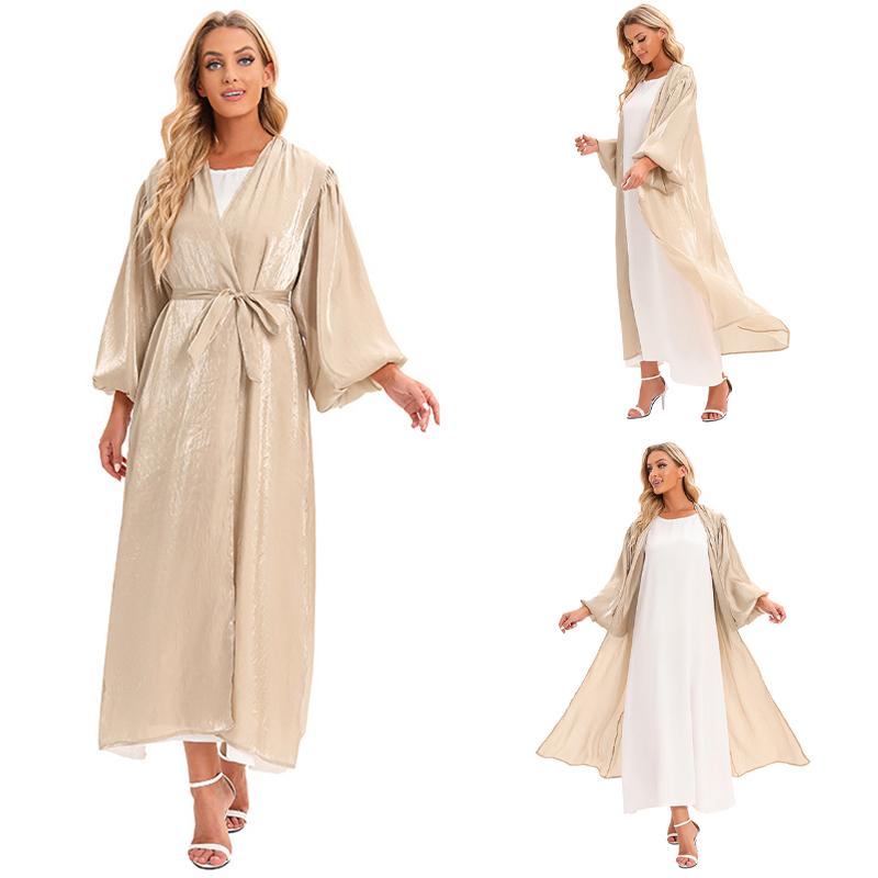 Open Cardigan Maxi Dress Abaya Muslim Women Kaftan Jilbab Arab Robe Party