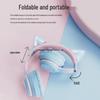 2025 New Cute Wireless Over-Ear Cat Ear Headphones with Mic, Noise Cancelling for Children's Gaming - Girls' Style