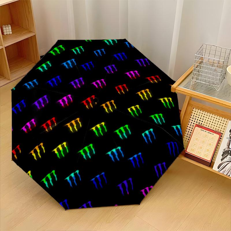 Monster Energy Print 8?Ribs Automatic Umbrella Wind Resistant Lightweight Folding Umbrella For Outdoor Travel