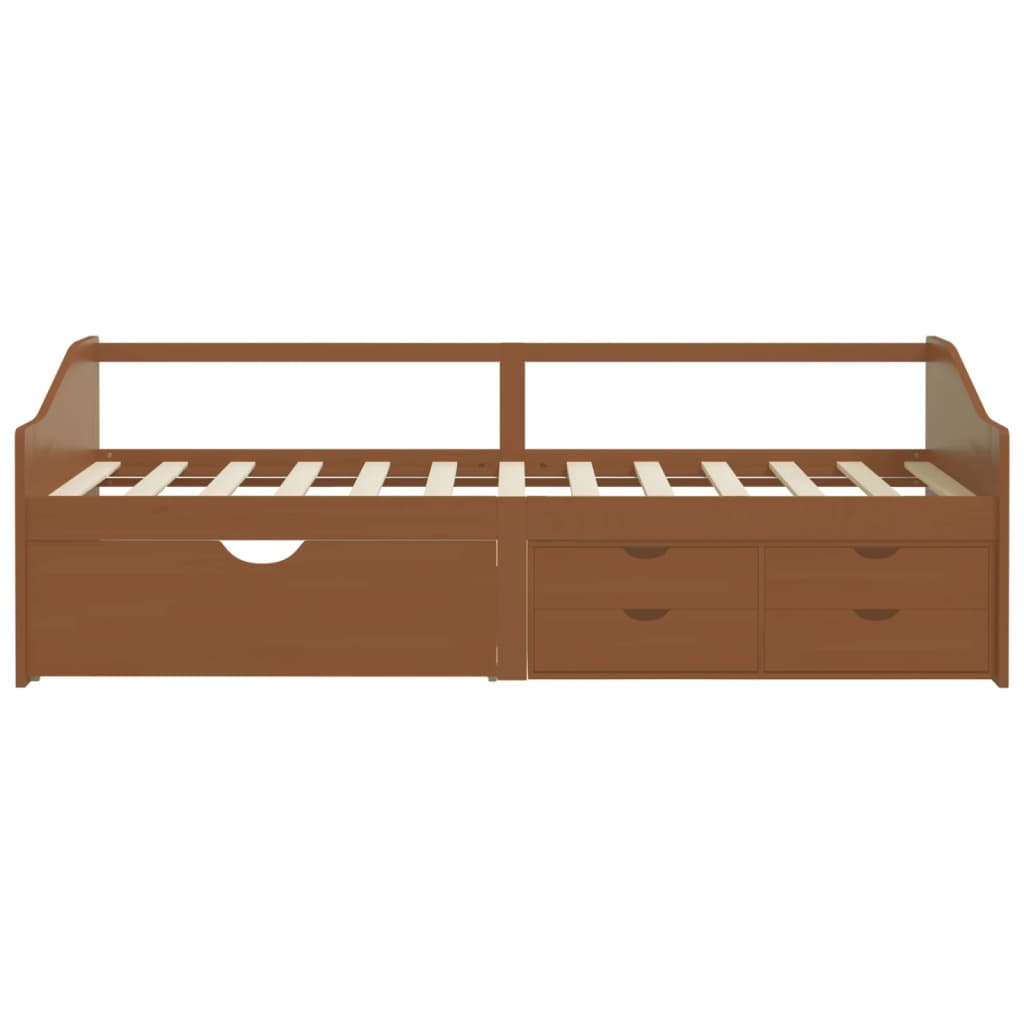Daybed 3 Seater with Drawers Honey Brown Pine Wood 90 x 200 cm