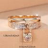 1 Pc Golden Color White Stone Key Pendant Ring Wedding Band Valentine's Day Jewelry