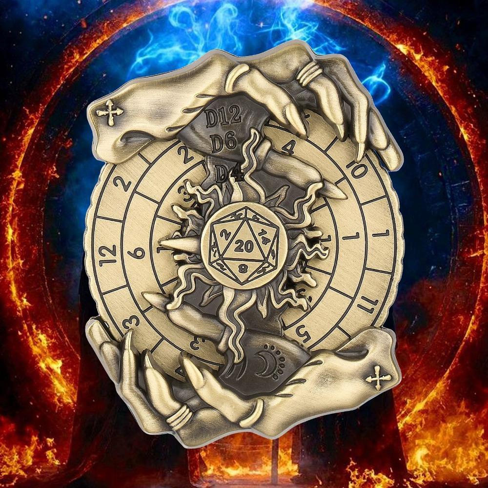 Retro 3D Relief Magical Hand Metal Fidget Spinner Turntable Activity Dice Hand Spinner Designed for Role-playing DND RPG TRPG Games
