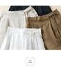 Plus Size Retro Solid Color Cotton Wide Leg Capris - Casual Linen Shorts for Women