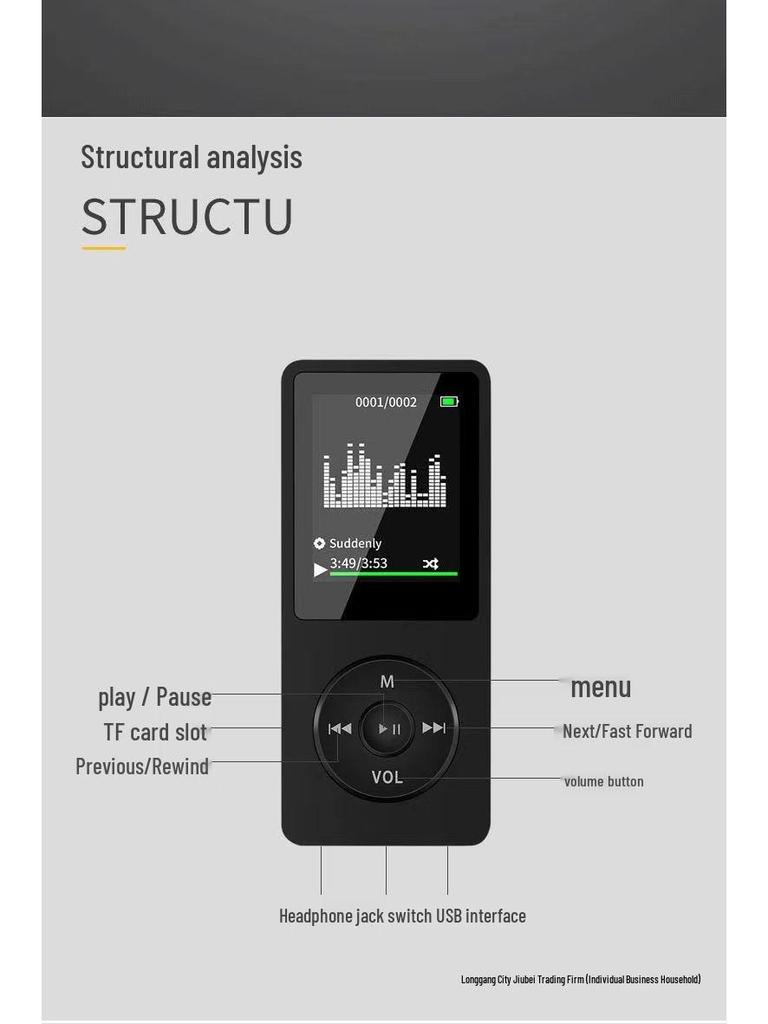 MP3 Player for Students: Bluetooth-enabled, Compatible with MP3/MP4 Formats, Ideal for Music and Audiobooks.