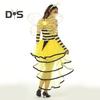 Bee Cosplay Costume with Wings Antennas Queen Bee Halloween Party Role-Playing Costume Flower Decor Scattered Cake Hem Dress