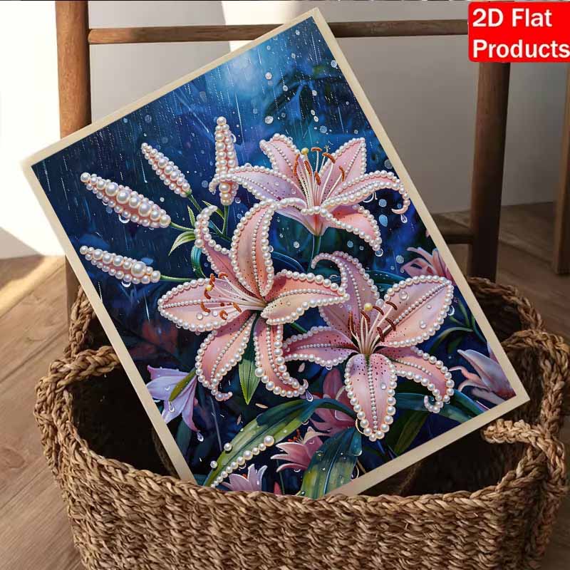 DIY Little Lily Pearl Diamond Art Kits Without Frame 30x40cm Gem Art Diamond Painting Kits for Adults/Beginners Gift Idea Home Wall Decor