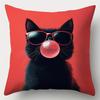 Trendy Black CatRetro Pop Art Pillow Cover Durable  Removable Washable Personalized Home Decorative Cushion Cover