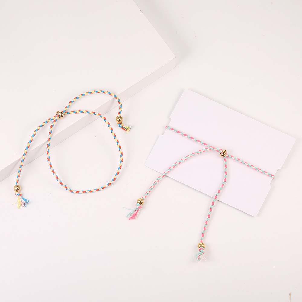 Women Gift Copper Bead Colorful Woven Bracelet Braid Hand Rope Fashion Accessories Polyester Thread