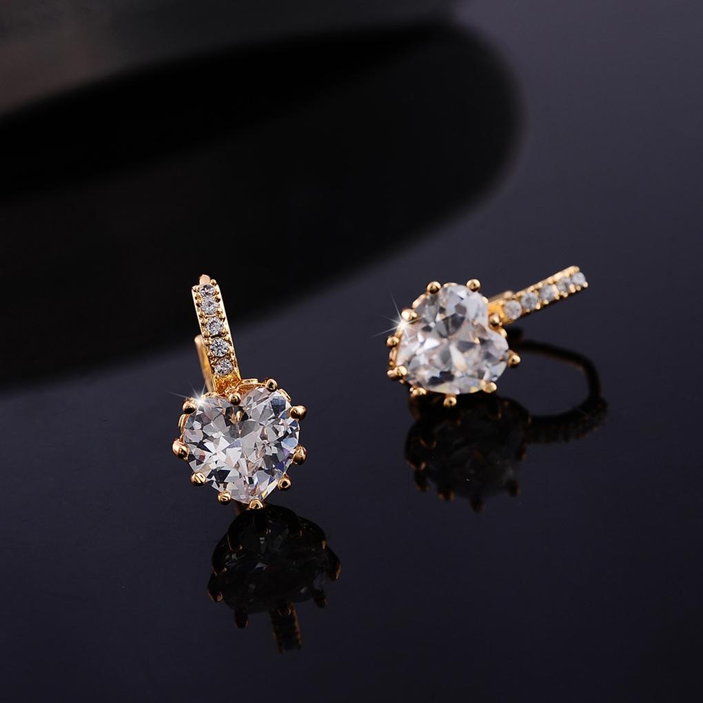 Charming Women Copper Plated Heart AAA Zircon Girl Ear Hoop Earrings Ladies Jewellery Ear Stud Clip