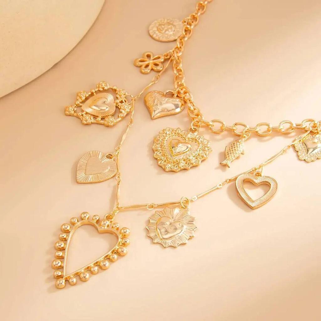 IngeSight.Z Punk Big Love Heart Pendant Necklace Women 2026 Fashion Goth Delicate Metal Choker Necklace Charm Party Jewelry Gift