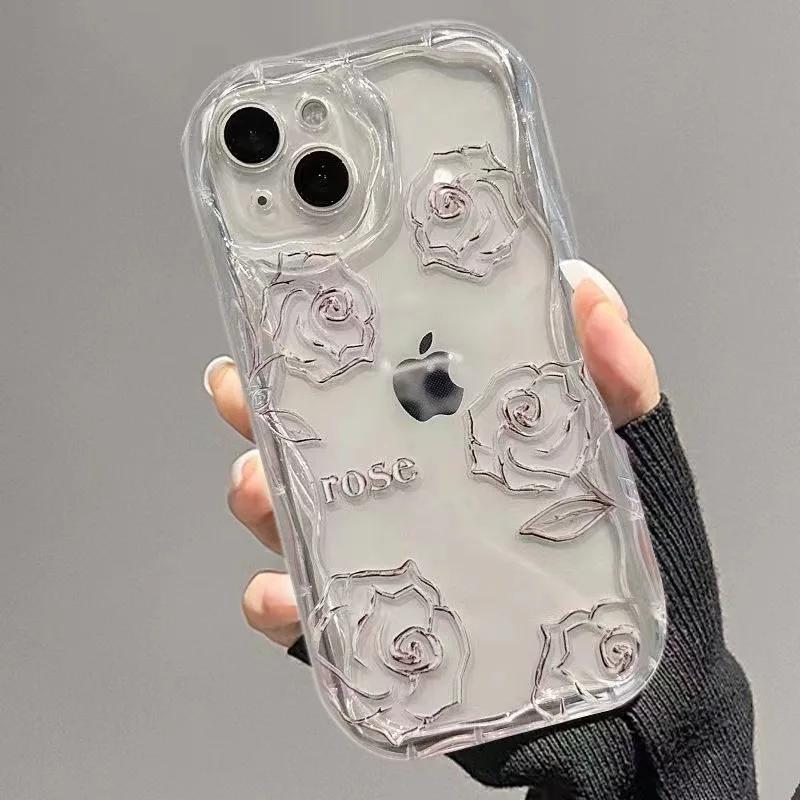 Rose Transparent Creative Mobile Phone Case Mobile Phone Protective Cover for iPhone 15PLUS 14 13 12 11 X XS XR