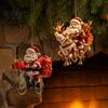 Wooden Santa Claus Decorations 8/16/24/32Pcs 2D Flat Christmas Ornaments, Riding Bicycle Hanging Rustic Tree Supplies Decor, Pendant for Home Holiday
