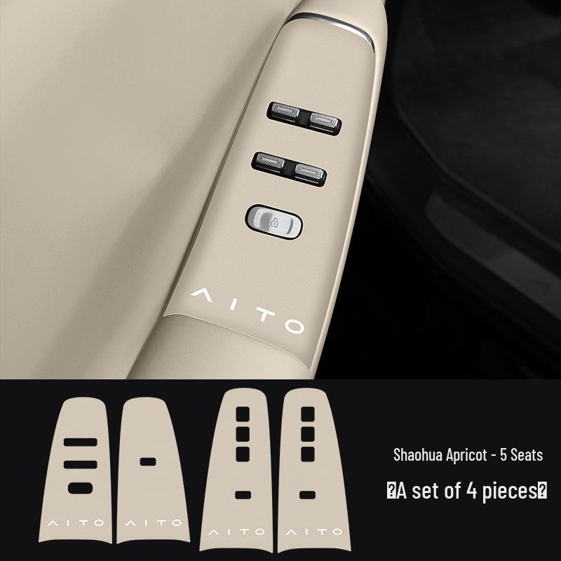 Compatible Leather Protection Sticker for Huawei AITO New M7/M8 Car Window Lifter Panel and Door Button (26 Models)