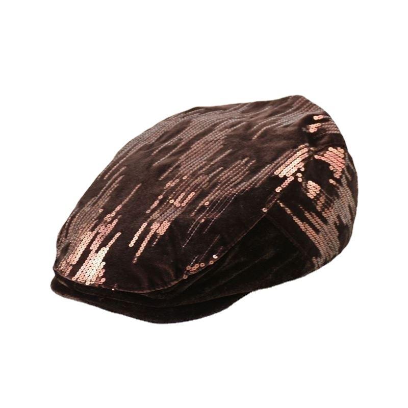 Yuying sequined cap middle-aged and elderly autumn and winter women's hat forward hat casual versatile trend soft top big brim