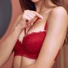 Sexy Lace Embroidered Women's Underwear Fashionable Detachable Thin Strap Bra Thin Top and Thick Bottom Small Chest Push-up Underwear Set