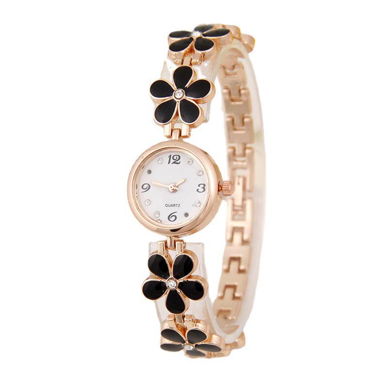 

Женские часы-браслет из розового золота с эпоксидной смолой в виде ромашки и цветка - Корейская мода чёрный