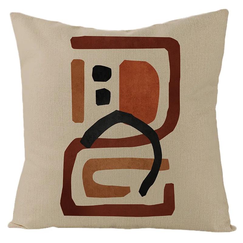 Nordic Abstract Linen Pillowcase Home Sofa Bedside Cushion Pillowcase 45x45cm Home Fashion Art Painting Printed Pillow Case