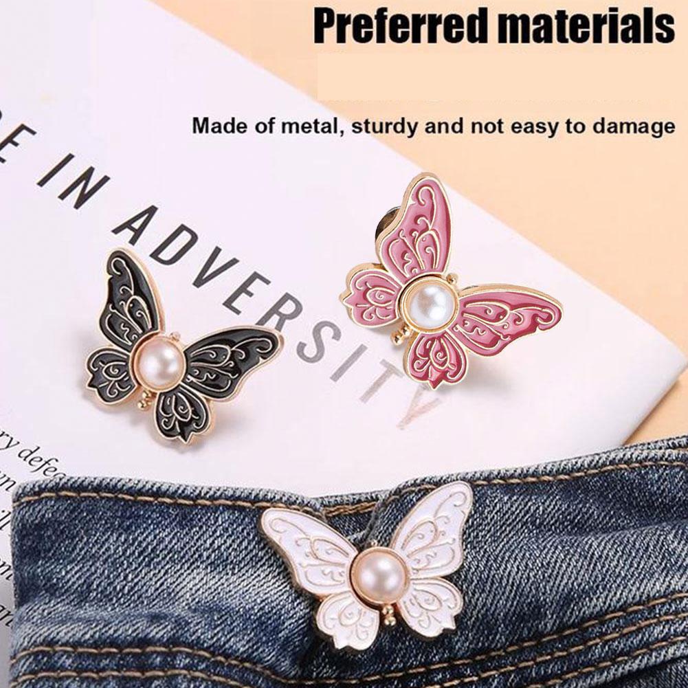 

Butterfly Clothing Waist Closing Button Jeans Pin Reusable Removable Tighten Waist Button Adjustable Detachable Waist Clip Women E