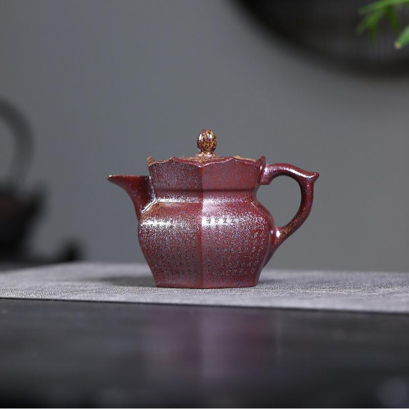 

300ml Yixing Purple Clay Teapots Handmade Inquiring Into Zen Pot Raw Ore Wood-fired Porcelain Mud Kettle With Strainer Zisha Tea