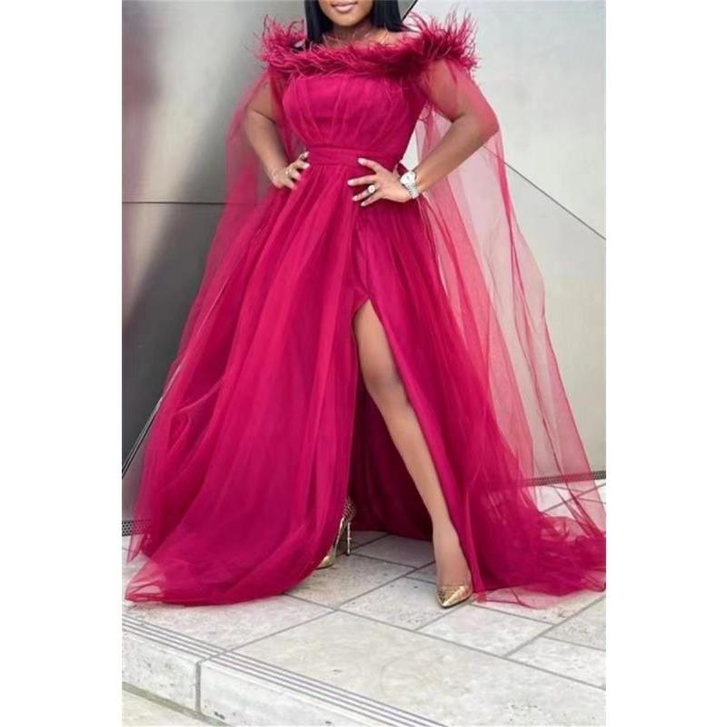 Plus Size Party Dress Spring and Summer Women's Evening Dress Loose Swing Mesh Dresses