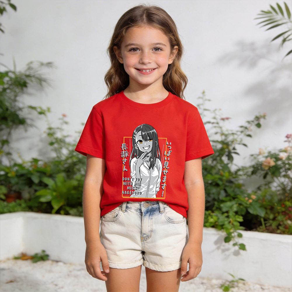 Dont Toy with Me Miss Nagatoro Anime Print T Shirt for Kids Boys Girls Casual Cotton Tee Top Summer Children Clothes