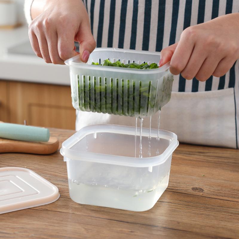 Kitchen Household Scallion Drain Storage Box Special Fresh-Keeping Box For Scallion, Ginger And Garlic With Lid, Shredded Meat Slices Refrigerator Box