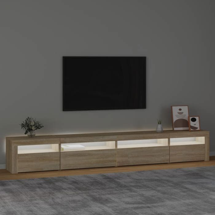 VidaXL TV Stand with LED Lights Entertainment Center Storage Media Console Living Room Furniture Home 3152748