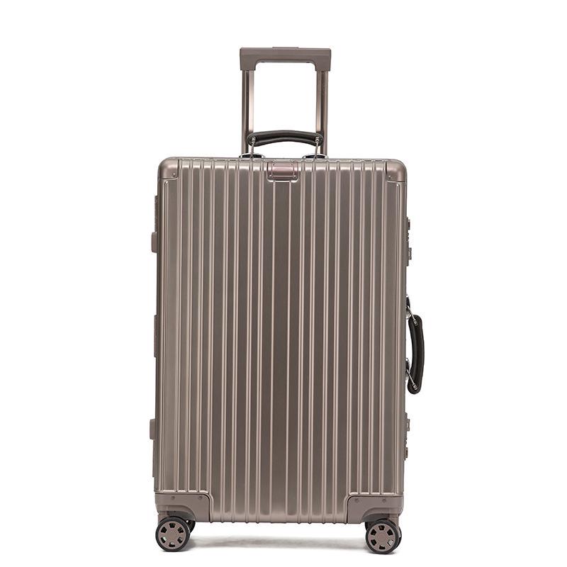 Aluminum-Magnesium Alloy Trolley Case with Universal Wheels, 24" Carry-On for Student Travel & Men's Business, with Combination Lock.