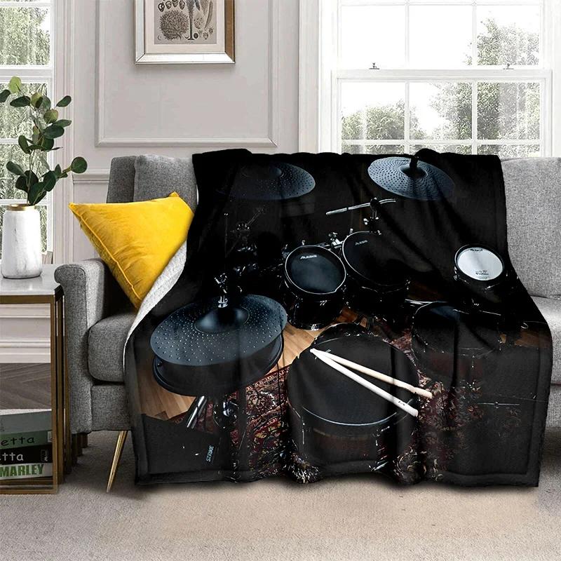 Music Instruments Drum Kit  Drum Set Blanket,Soft Throw Blanket for Home Bedroom Bed Sofa Picnic Travel Office Cover Blanket Kid
