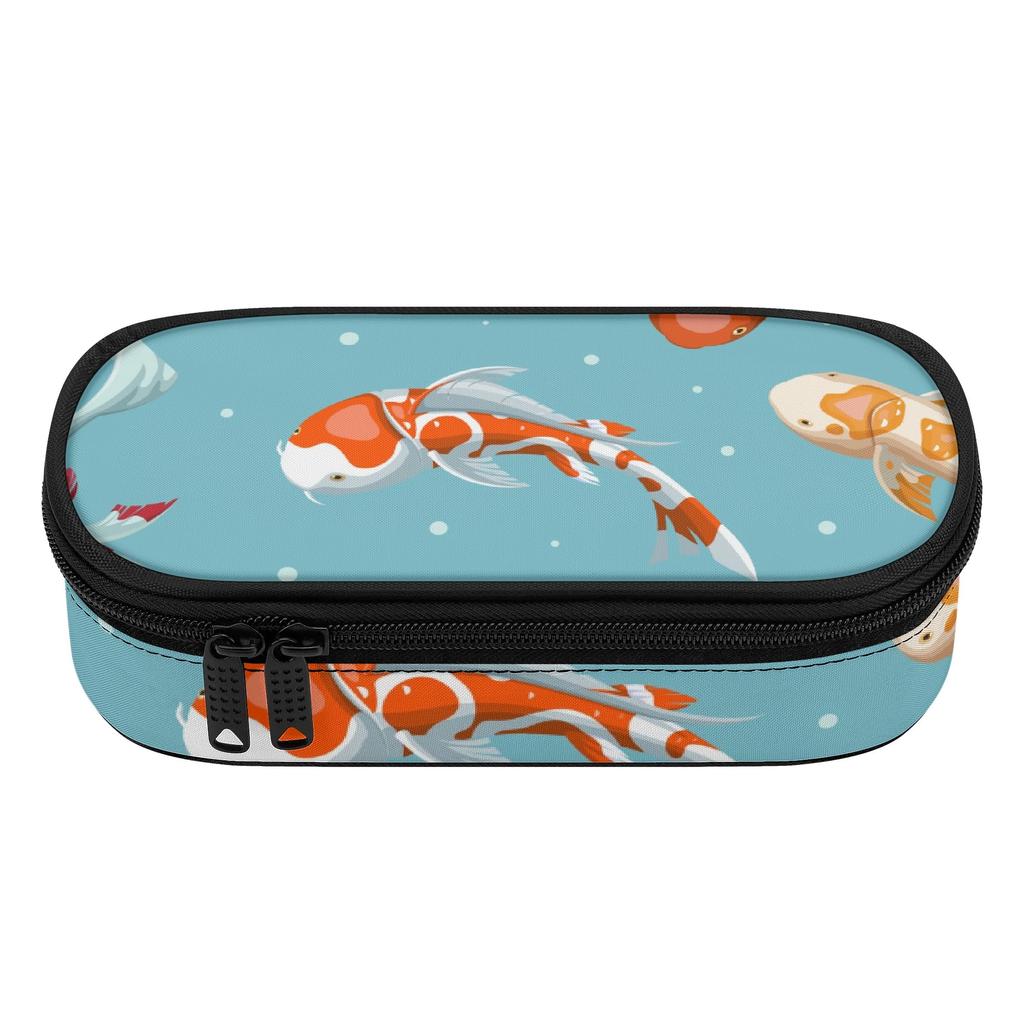 Pencil Case Printed 300D Polyester Full Zipper Closure with Main Compartment Mesh Pocket and Pen Slots for School and Study