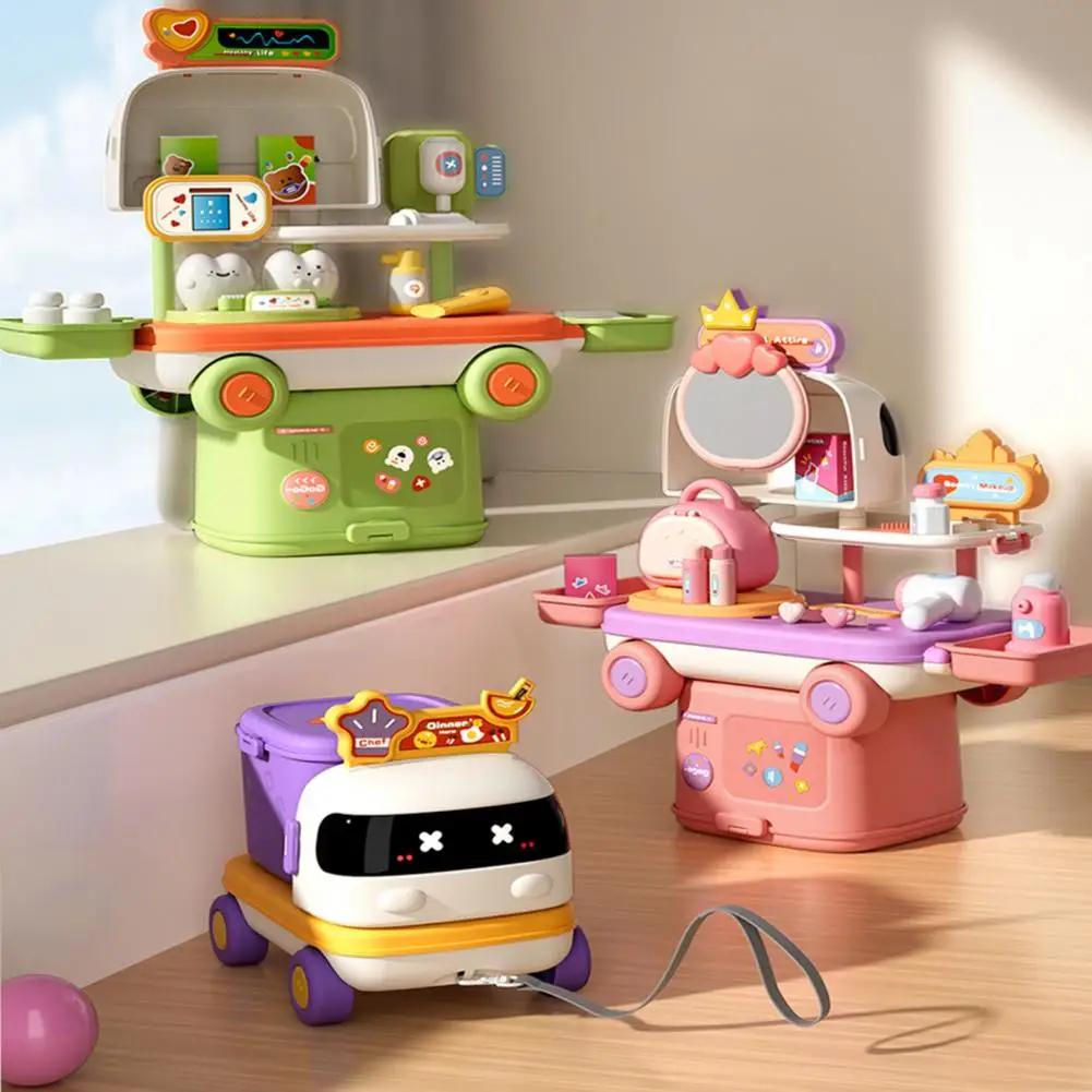 Non-Toxic Multifunctional Kitchen Medical Makeup Toy With Storage Box Children'S Pretend Play House Interactive Toys For Children Kids Gifts