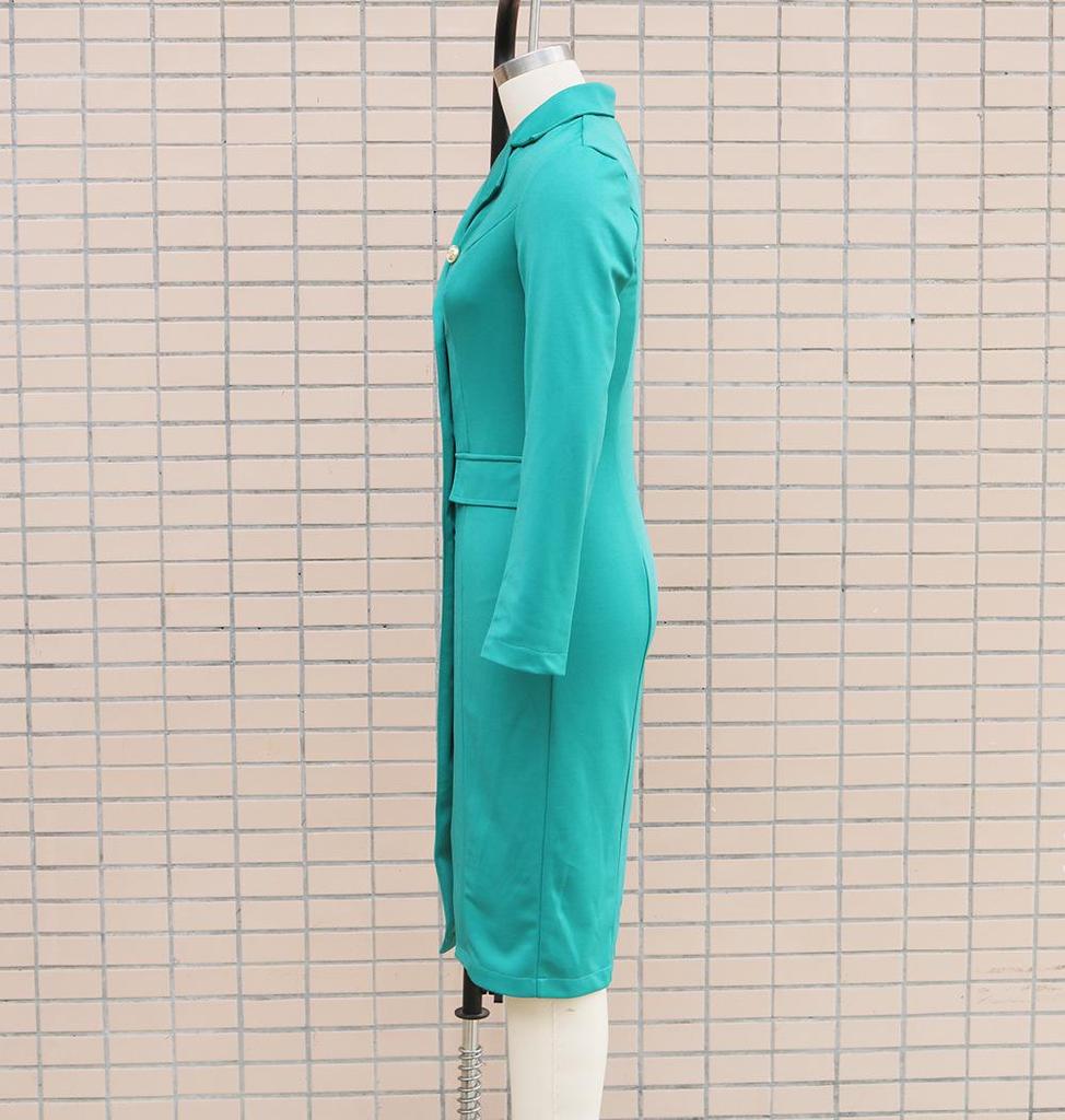 Women's V-Neck Double-Breasted Waist-Cinching Suit Dress, Autumn/Winter 2025 Collection