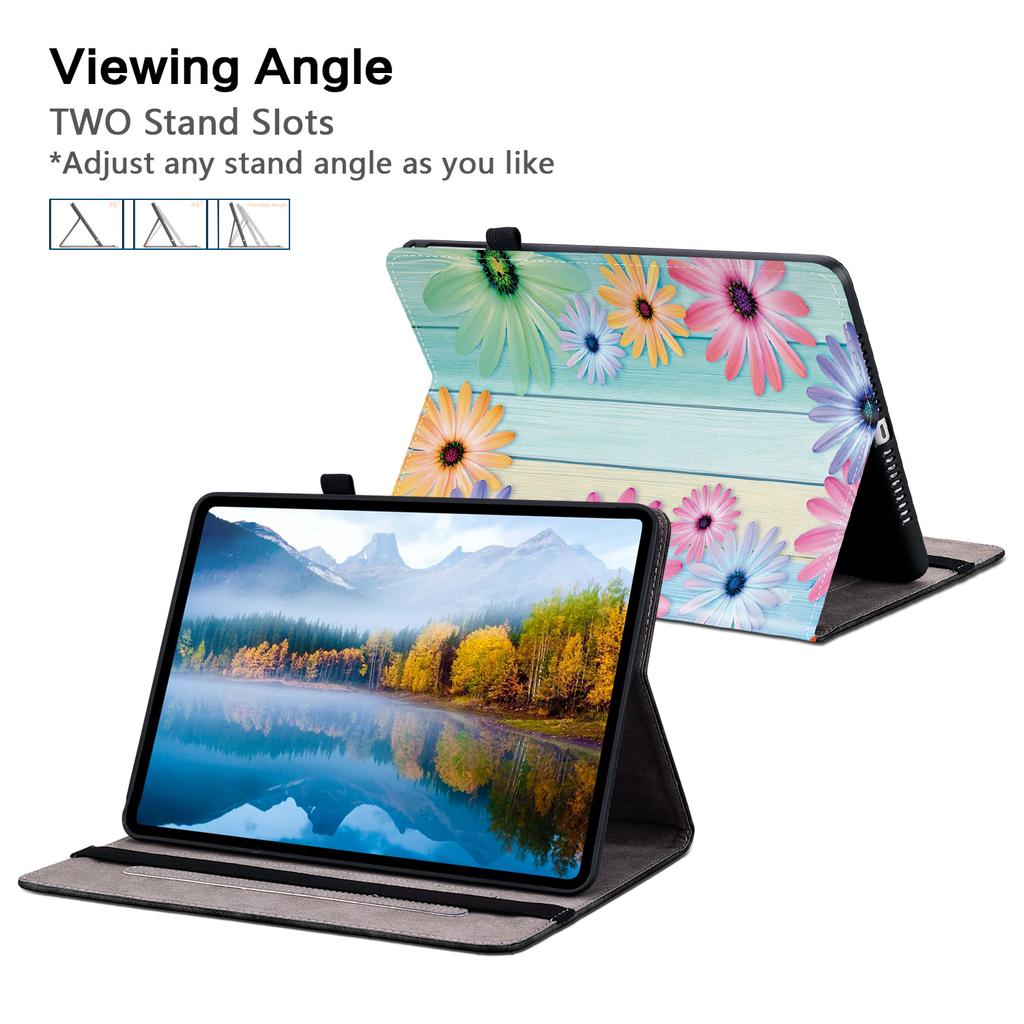 PU Leather Tablet Case for Apple iPad Air (2022)-11 Styles! Durable,with 2 Stand Slots,Pencil Holder & Card Slots,Flexible TPU Back Cover