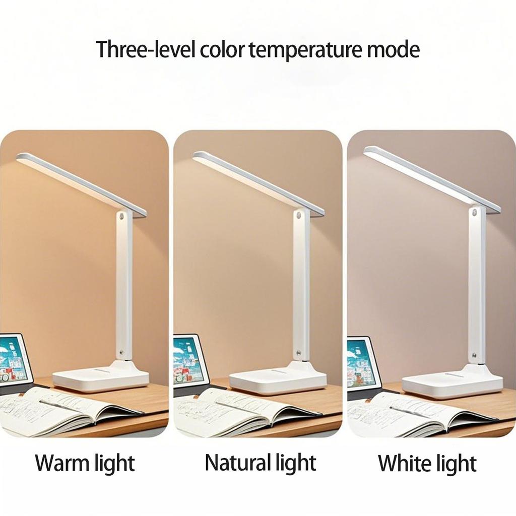 Foldable LED Desk Lamp, Rechargeable Touch Control 3 Dimmable Levels, Eye-Caring Book Reading Light for Bedroom Office Study