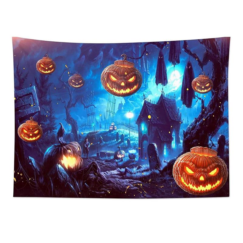 

Halloween Hut Pumpkin Image Tapestry Halloween Decoration Party Background Wall Room Decoration Festival Home Decoration 74x94cm(29x37in)
