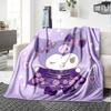 Purple Halloween Kawaii Flannel Blanket Super Soft Warm Cozy Blanket For Sofa Bed Office Travel Allseason Home Decor Gift