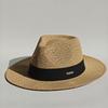 Handgeweven Hoed Veer Accessoire Mannen Breedgerande Panama Jazz Hoed Buiten Zonbescherming Stro Hoed Unisex Stijl voor Lente & Zomer