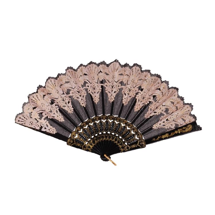 

Golden Floral Folding Hand Fan Vintage Cloth Fabric Fans Chinese Foldable Hand Fan for Wedding Festival,Dances,Party чорний