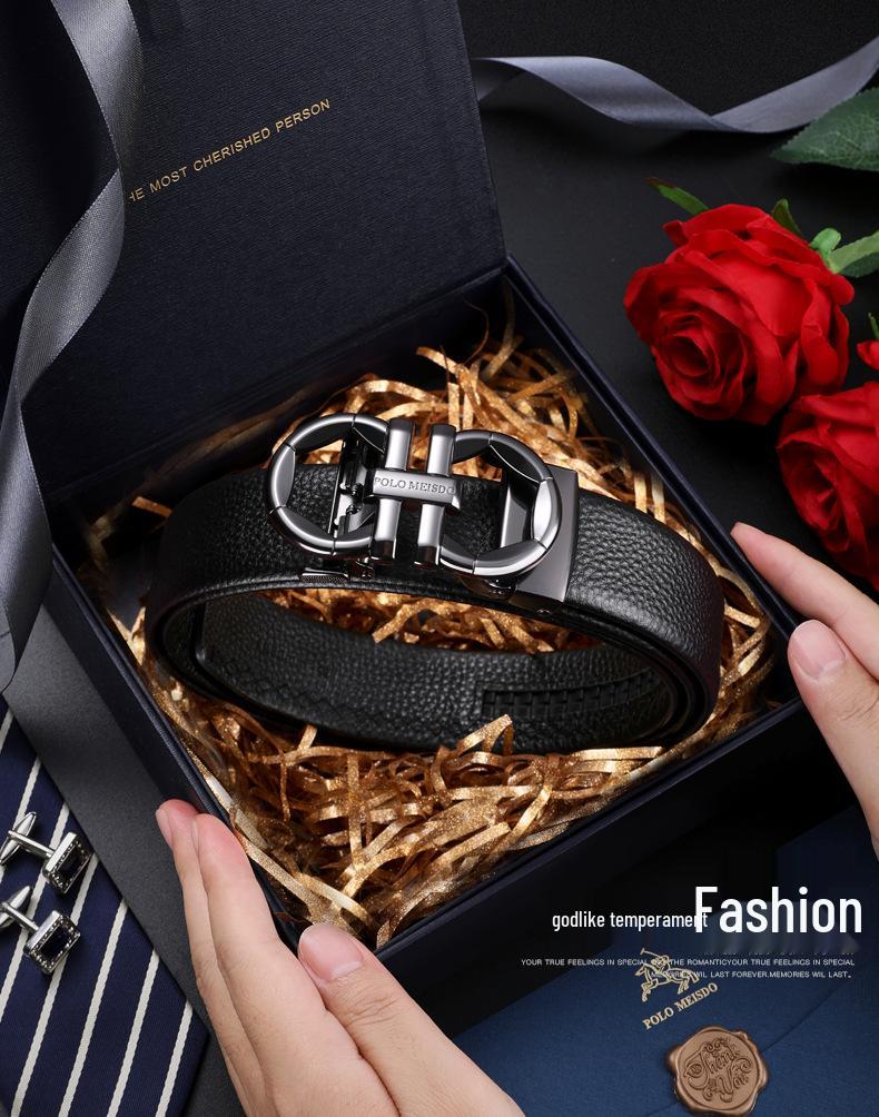 Paul Messder Men's High-End Genuine Leather Automatic Buckle Belt