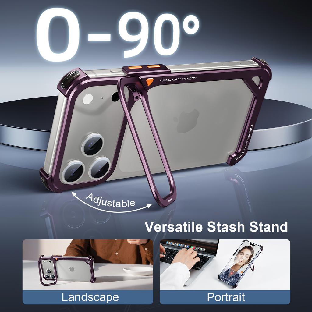 Oatsbasf 9‑Shape Bumper Case for iPhone 18 Pro Max / 17 Pro Max, Phone Cover with Camera Kickstand, Air‑Cushion Shock‑Absorbing